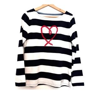 NWT's,‎ Talbots Women's Blue & White Nautical Shirt with Red Rope Heart, Size S